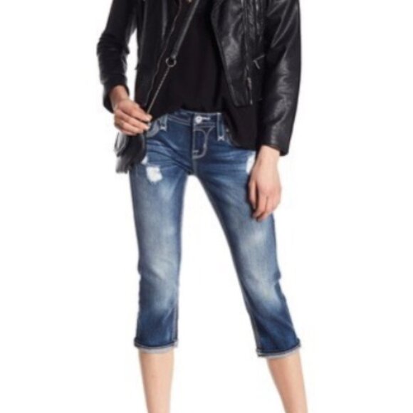 NWT Rock Revival Dark Capri Cropped ALEXIA Jeans - Picture 2 of 5